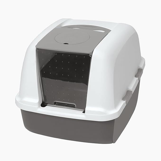 The Catit Airsift Jumbo Hooded Cat Litter Pan is a spacious and convenient litter box designed specifically for larger cat breeds or multiple cat households. The hooded design provides privacy for your cats while they use the litter box, and the large size allows plenty of room for cats to move around comfortably.