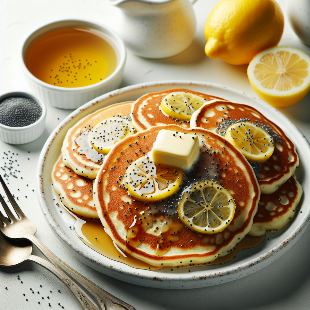 Lemon Poppy Seed Pancakes are a zesty and delightful twist on the classic breakfast treat. These pancakes are light and fluffy with a touch of lemon zest and poppy seeds added to the batter for a unique flavor and texture.