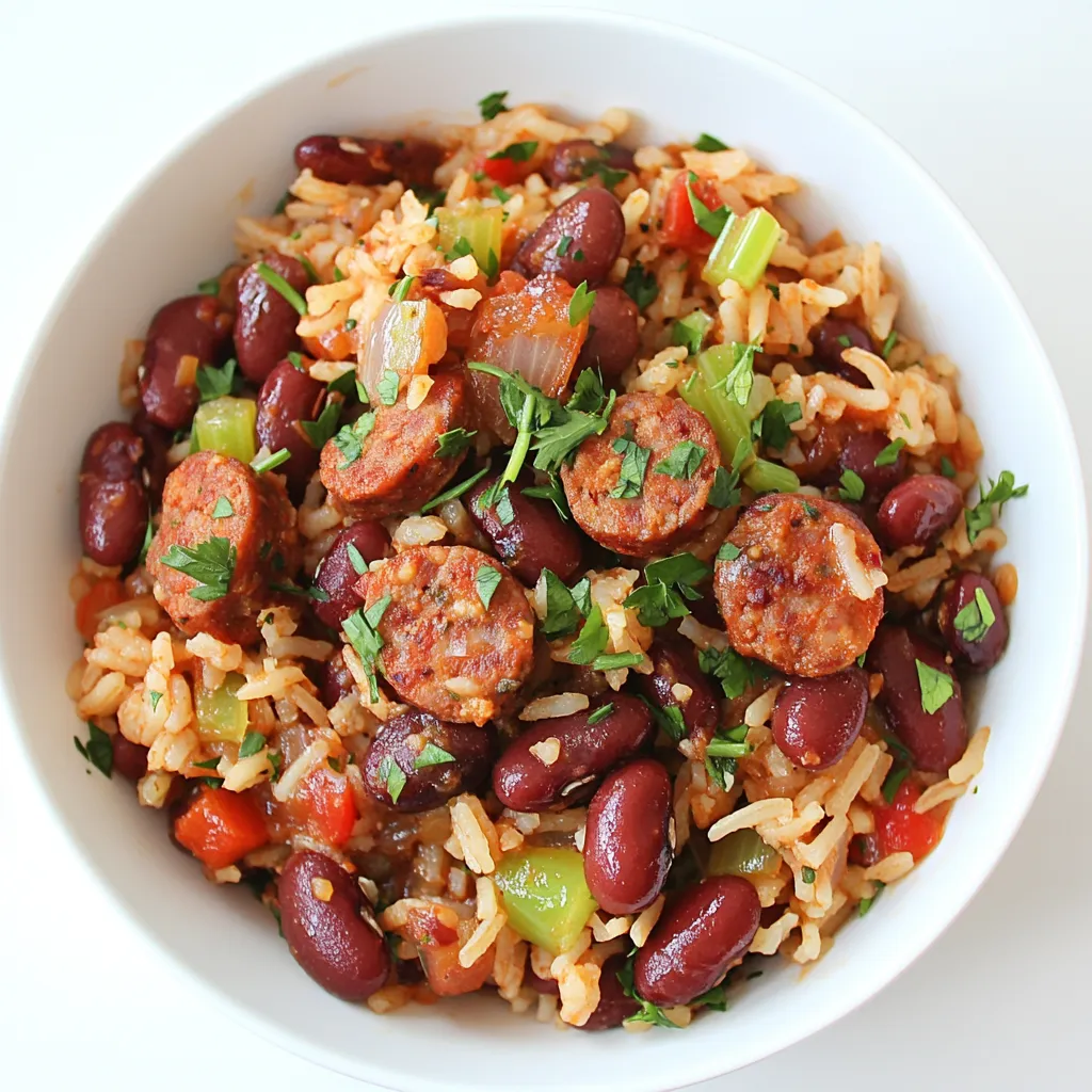 Red Beans and Rice with smoky sausage is a classic Southern dish that offers comforting flavors and a hearty meal.