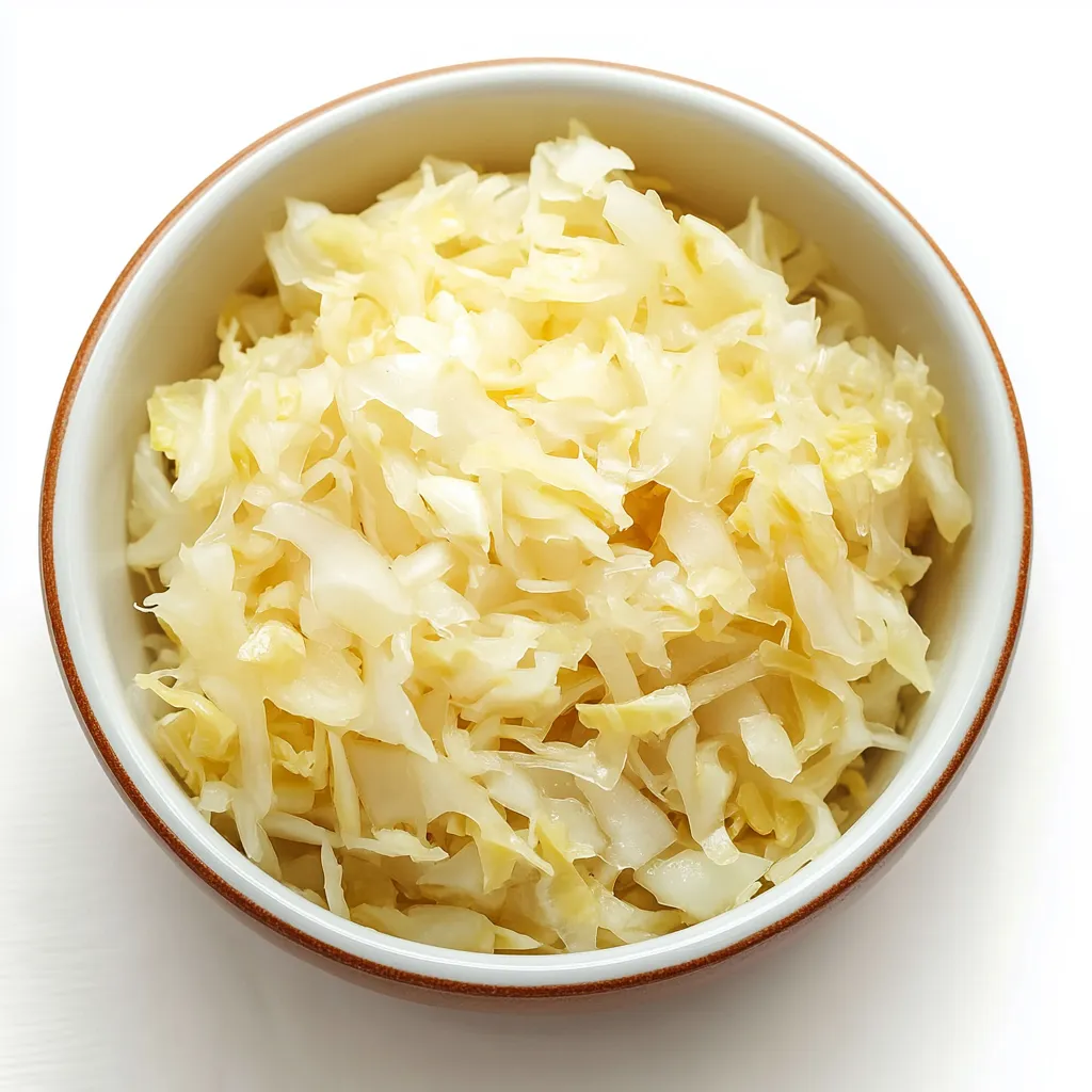 Classic Homemade Sauerkraut is a traditional fermented dish made from crisp cabbage and fine sea salt. The simple ingredients undergo natural lactic acid fermentation when left in a controlled environment, leading to the development of its distinctive sour flavor.