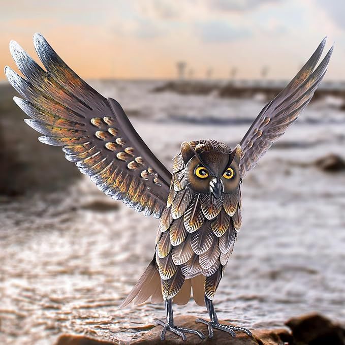 Garden owl sculptures and statues are a popular choice for outdoor decorations in gardens, patios, backyard ponds, and other outdoor spaces. These charming metal bird yard art sculptures come in a variety of styles and sizes, making them versatile additions to any outdoor setting.