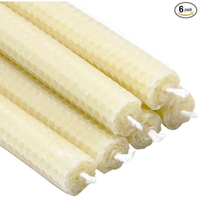 6 Count Beeswax Taper Candles are hand rolled and crafted with care to provide a high-quality and beautiful lighting option for any space. Measuring 8 inches in length, these taper candles are perfect for adding a touch of elegance to your home decor or special event.