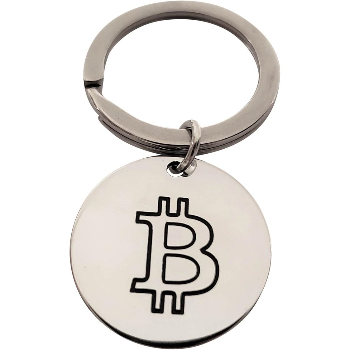 Art Attack Bitcoin Flag Keychain, Coin Peer To Peer Crypto Standard Currency Blockchain Key Chain (Silver) image