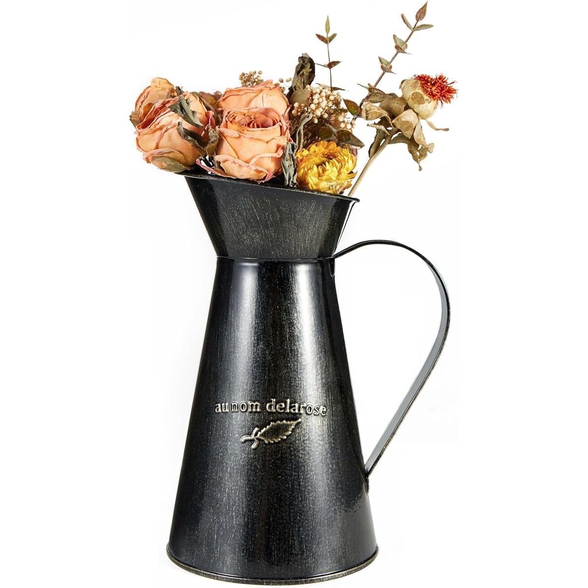 Add a touch of elegance to your home with this exquisitely crafted metal vase. Made with materials that boast durability and a thickness of 0.012 inches, this vase is designed to withstand minor bumps without losing its shape. Its versatile design makes it perfect for showcasing dried flowers or adding a farmhouse charm to any room in your house.