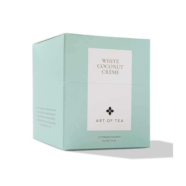 Art of Tea's Organic White Coconut Crème is a refreshing and aromatic white tea blend. Each box contains 12 biodegradable sachets, making it a sustainable and eco-friendly choice for tea lovers. The tea is carefully crafted with premium organic ingredients, including white tea leaves, coconut, and natural flavors.