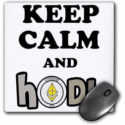 The 3dRose Funny Keep Calm and HODL Ethereum Cryptocurrency Mouse Pad (mp-355064-1) is a stylish and functional accessory for your computer setup. Featuring a playful design with the phrase "Keep Calm and HODL Ethereum Cryptocurrency," this mouse pad adds a touch of personality to your workspace with its vibrant and eye-catching artwork.