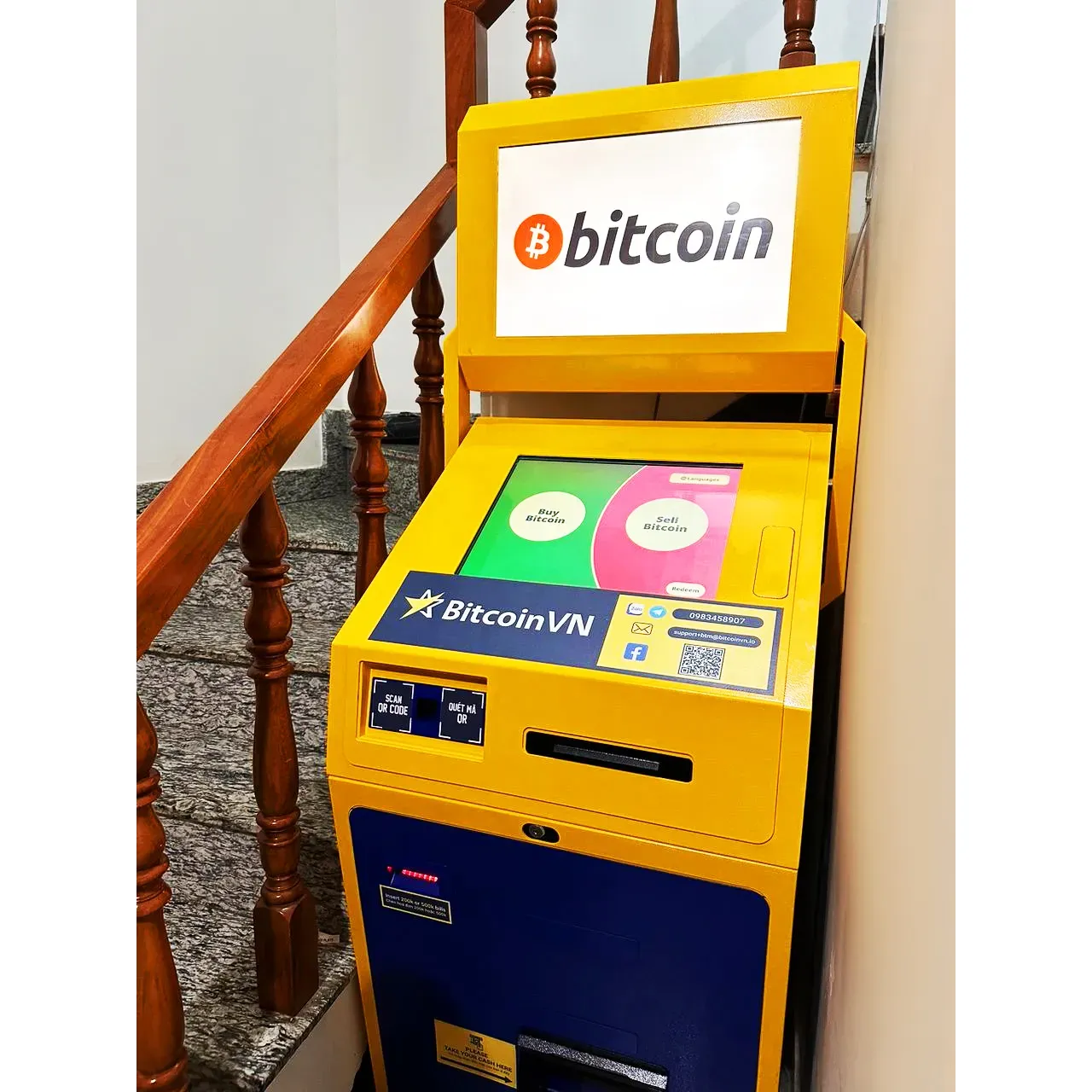 BitcoinVN's Bitcoin ATMs are a highly valued service among cryptocurrency enthusiasts and newcomers alike, providing a fast and efficient bridge between digital currency and hard cash. Patrons commend the smooth cash-out process when they are in Saigon, reflecting on the good experiences they have with the intuitive and reliable ATM machines. The machines are praised for their quick banknote acceptance, making transactions swift and hassle-free, which adds to the convenience for users who need to transact in fiat currency.

BitcoinVN is also recognized for its pillar of support — the customer service team. Although customers have encountered situations where assistance was required, the responsive and diligent support staff have been commended for their efforts in resolving issues, ensuring that every customer ultimately has access to their funds. The company's commitment to customer satisfaction is evidenced by the heartfelt gratitude expressed by users who have had their concerns addressed.

The ATMs' strategic placement on the second floor further ensures accessibility and a measure of privacy for users as they conduct their transactions. The amalgamation of service efficiency, strategic location, and dedicated customer support substantiates BitcoinVN's reputation as a reliable Bitcoin ATM provider, committed to facilitating seamless transactions in the bustling urban landscape of Saigon. Description by ChatGPT.