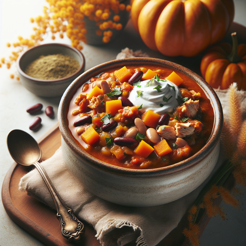 Pumpkin Turkey Chili is a warming, flavorful dish that's perfect for cold weather or whenever you want a hearty and satisfying meal with a twist. This autumn-inspired chili features lean ground turkey, savory spices, and pureed pumpkin, which gives a creamy texture and a subtle sweetness that complements the spices.