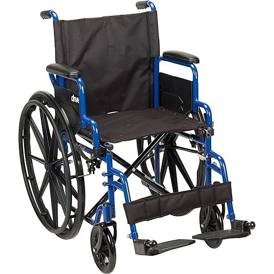 The Drive Medical Blue Streak Lightweight Wheelchair is a versatile and durable mobility aid designed for adults and seniors. This wheelchair features swing-away footrests and flip-back arms for added convenience and comfort. The 18-inch seat provides ample space for users to sit comfortably and securely.