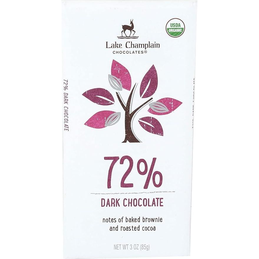 Lake Champlain Chocolates Organic Dark Chocolate Bar 72% is a high-quality chocolate bar made with organic ingredients. It contains 72% cacao, giving it a rich and intense flavor that is perfect for dark chocolate lovers. The bar is 3 ounces in size, making it a convenient snack or treat to enjoy on the go.