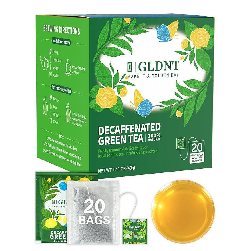 Experience the smooth and delicate flavor of GLDNT decaffeinated green tea, made from premium steamed green tea. This high quality green tea has a slightly vegetal or grassy taste, but is completely smooth and free from bitterness.