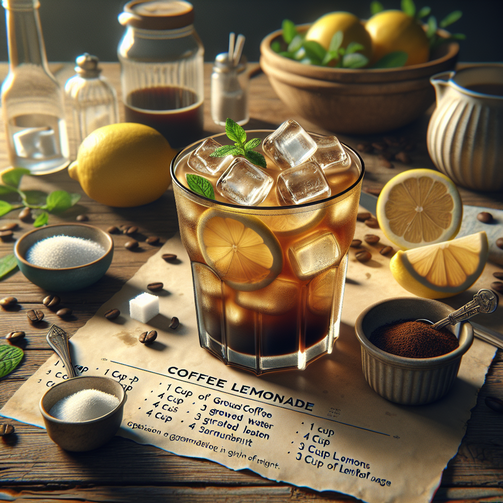 Coffee Lemonade, also known as 'Laura Palmer' after the iconic character from Twin Peaks, is a refreshing and unusual beverage that combines the robust flavors of coffee with the tartness of lemonade. This unique drink starts with a base of cold-brewed coffee to give a smooth, low-acid profile.
