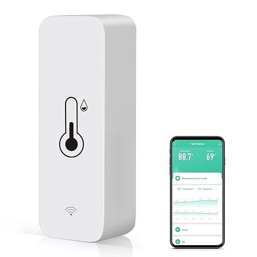 The 3-Pack WiFi Temperature Humidity Sensor is an indoor thermometer and hygrometer that allows users to monitor the temperature and humidity levels in their home, pet area, greenhouse, or any other space. The sensor is designed to provide accurate and reliable readings, helping users maintain a comfortable and healthy environment.