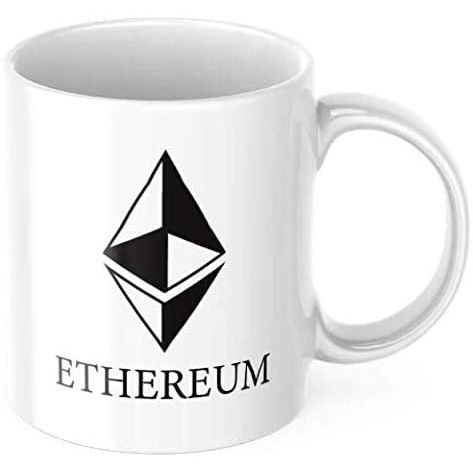 The Ethereum Cryptocurrency Mug is a fun coffee mug featuring the black Ethereum logo, one of the leading cryptocurrencies in the market. Made from white ceramic, this mug has an 11-ounce capacity, making it perfect for enjoying tea or coffee.