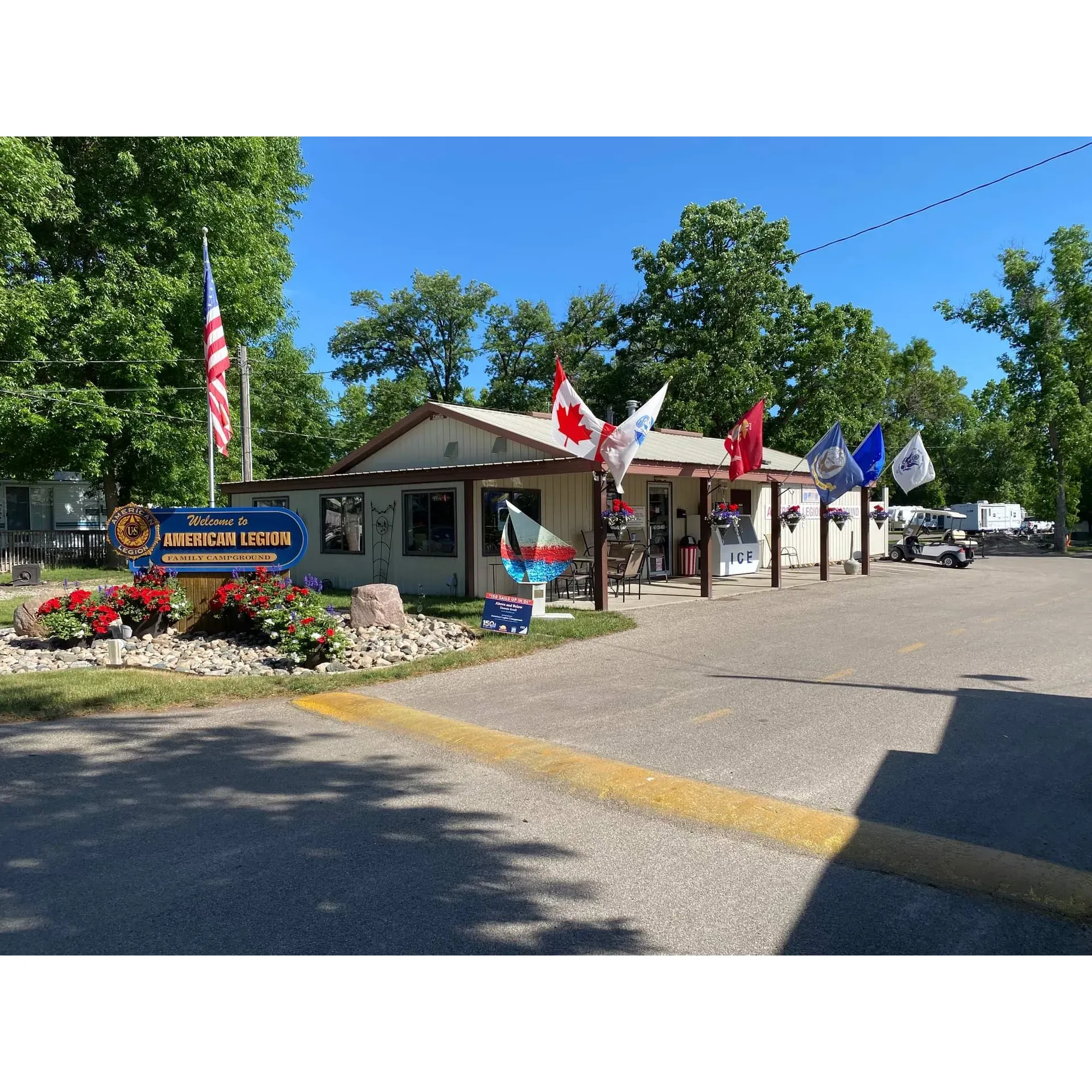 American Legion Campground is widely recognized for its outstanding customer service and immaculately maintained facilities. Campers consistently rave about the cleanliness of the grounds and the well-equipped sites, which feature efficient hookups to ensure a comfortable stay. The convenience store located at the campground office is a delightful amenity, offering a range of necessities alongside the pleasant surprise of fresh morning coffee.

The campground is more than just a place to pitch a tent or park an RV; it's a community where staff and seasonal campers alike welcome new visitors with open arms. The sense of hospitality extends to the management, where figures like Karen and Dean are lauded for going above and possibly creating memorable experiences for guests. From the cheerful and helpful employees to the thoughtful touches like aiding guests with lost items, it's evident that American Legion Campground is dedicated to providing excellent service.

Family-friendly and peaceful at night, the campground strives for a tranquil atmosphere where rest and relaxation are a priority. The availability of a fish cleaning station speaks to the campground's appeal to outdoor enthusiasts. The store's inventory, even including stylish memorabilia like sweatshirts, showcases the campground's commitment to ensuring that guests have access to everything they might want or need during their stay.

Overall, American Legion Campground emerges as a gem for those in search of a hospitable, well-maintained, and friendly camping environment. Whether for a weekend getaway or a longer retreat, the campground makes certain that guests leave with fond memories and a desire to return. Description by ChatGPT.