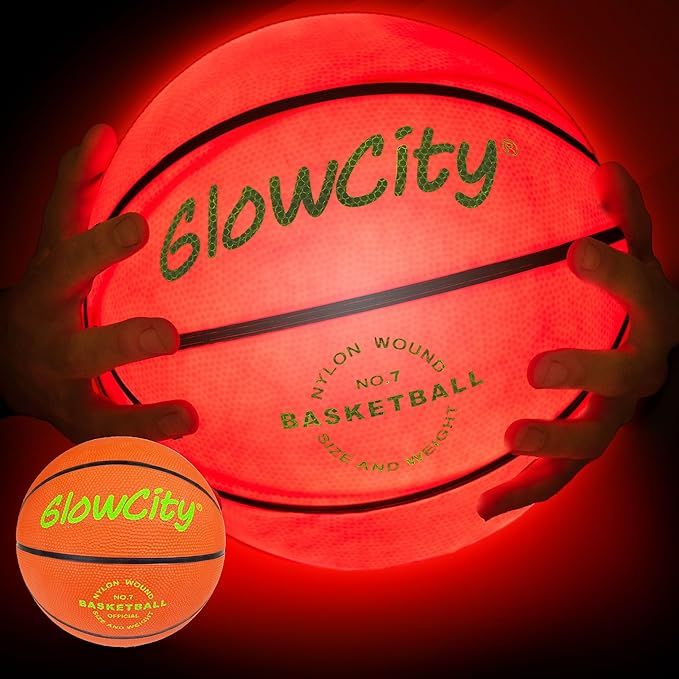 The GlowCity Glow in The Dark Basketball is a fun and unique sports toy designed for teen boys ages 8 and up. This glowing red basketball is equipped with LED lights that make it easy to see and play with in the dark.