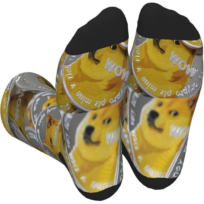 Unisex Contrasting Crew Socks Dog-Dogecoin-Shiba-Inu Outdoor Boot Socks Calf-Length Socks image