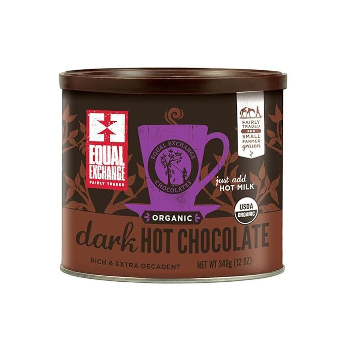 Equal Exchange Organic Dark Hot Chocolate is a rich and decadent treat made from the finest quality organic ingredients. Each 12 ounce package contains a blend of organic cocoa and sugar sourced from small-scale farmers in Latin America. This hot chocolate mix is perfect for those who prefer a darker, more intense chocolate flavor.