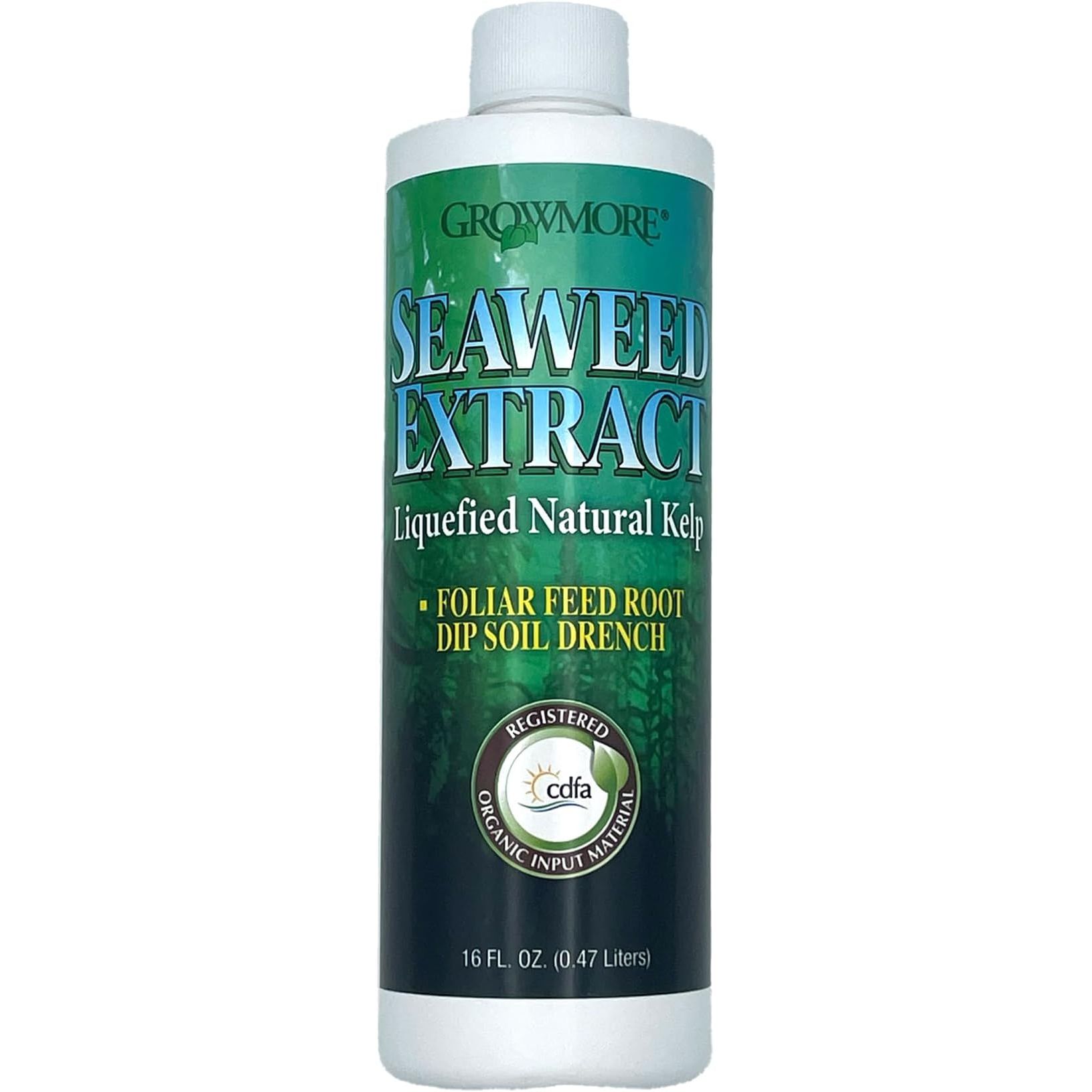 Grow More Seaweed Extract is a 16oz organic liquid seaweed fertilizer designed to promote healthy growth in plants. This natural kelp-based formula is rich in essential nutrients and minerals that help nourish and strengthen plants, enhancing their overall health and vitality.
