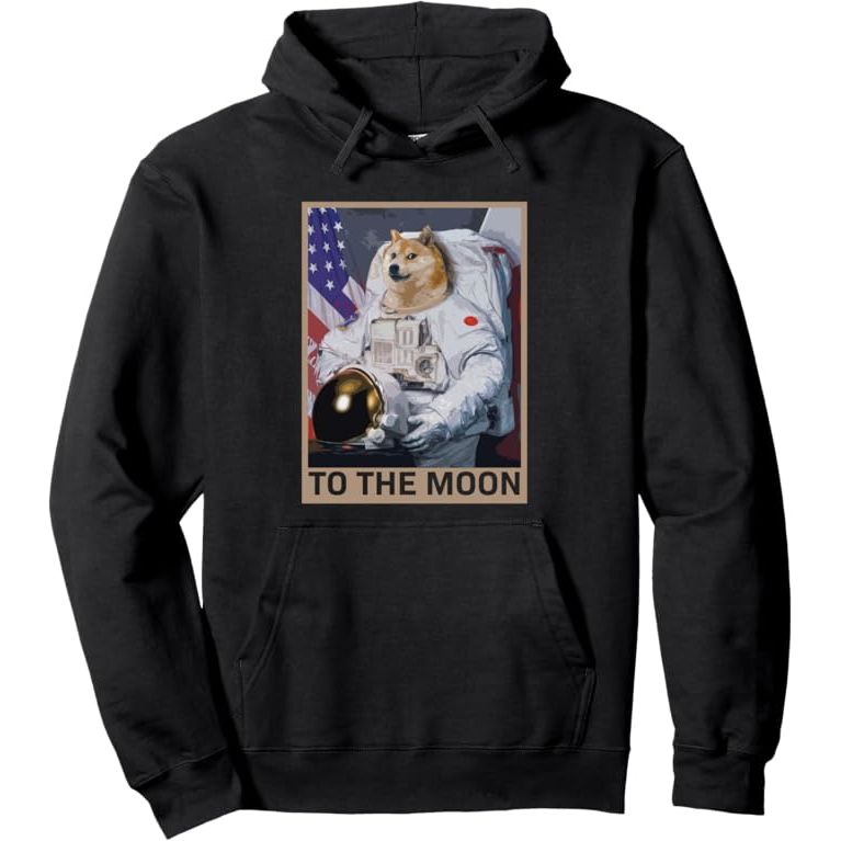 Dogecoin Astronaut To the Moon Blockchain HODL Crypto Pullover Hoodie image