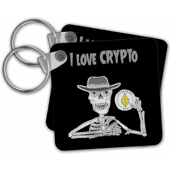 3dRose Key Chains Funny Skeleton I Love Crypto Pun Ethereum Digital Cryptcurrency (kc-348537-1) image