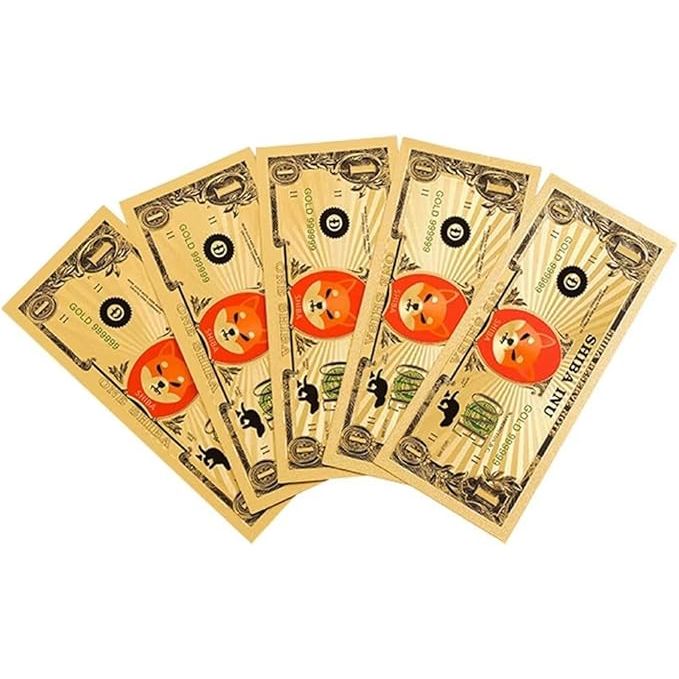 The 5pc Dogecoin Bills, Golden COA SHIB Coin Dogecoin Killer Dogecoin Collection Gift is a set of five collectible Dogecoin bills featuring a unique design and gold Certificate of Authenticity (COA). These bills are minted to celebrate the rise of SHIB coin as a potential “Dogecoin Killer” in the cryptocurrency market.